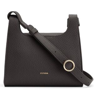 Cuyana Mini Double Loop Bag in Black Leather